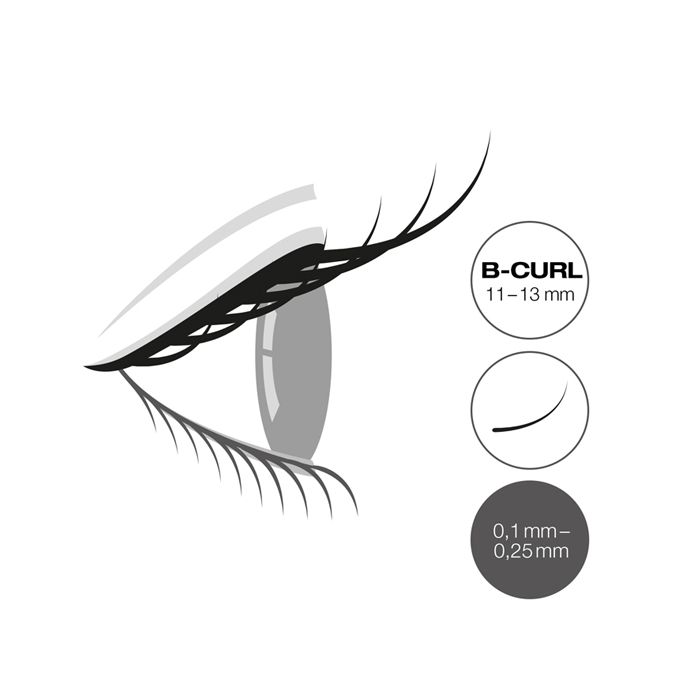 Mixed tray 11-13 mm, B curl, 0,15